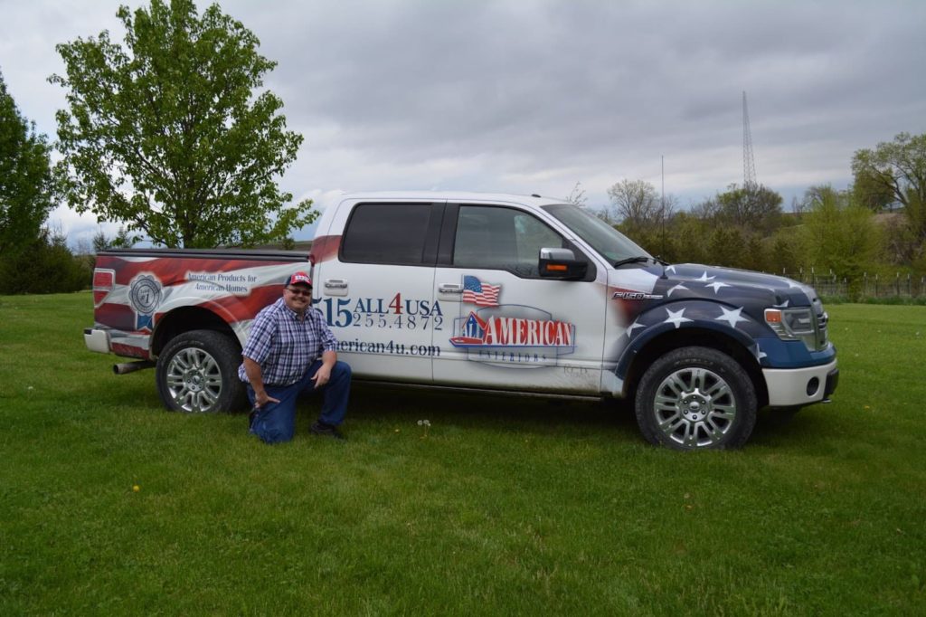 Rebel with his All American Exteriors Truck