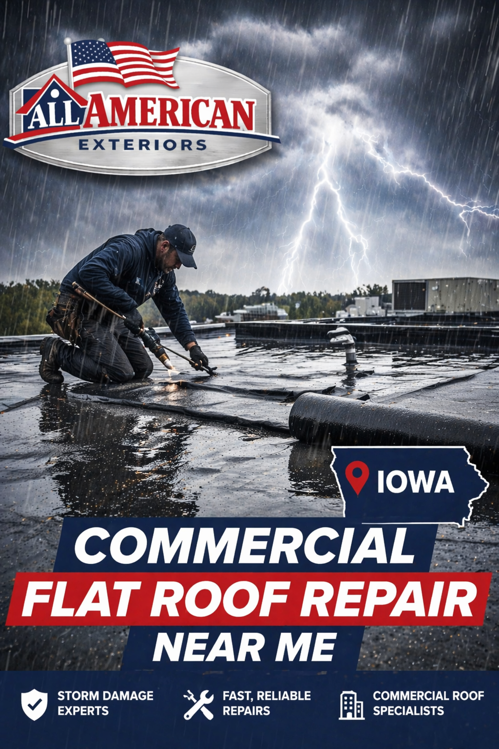 Commercial Flat Roof Repair Near Me in Iowa